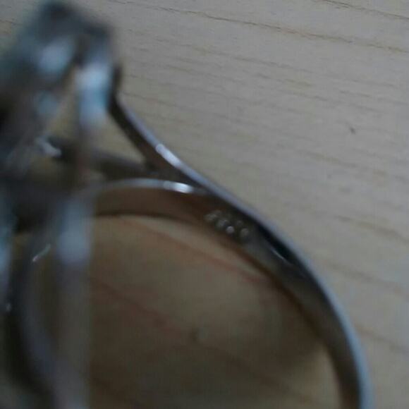 925 Silver LARGE FLOWER CAMELIA Ring SIZE 7 Simulated Diamonds Stamped Cocktail - Picture 4 of 14